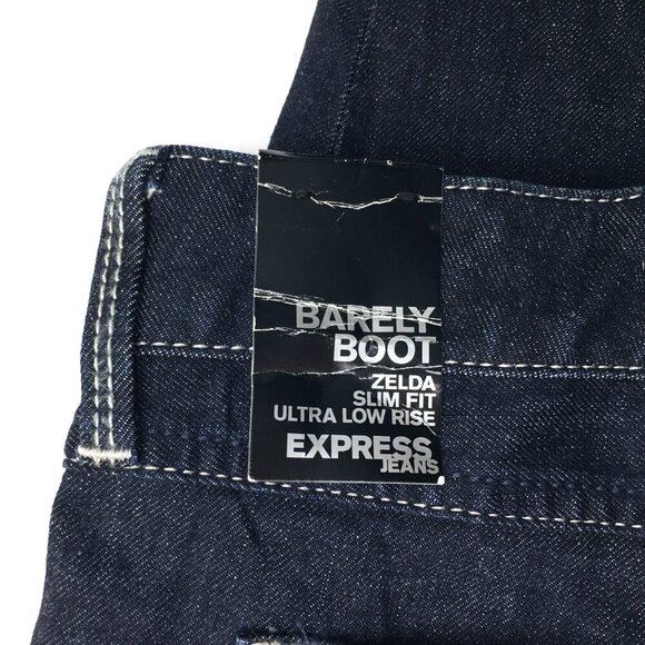 NEW Express Jeans Zelda Barely Boot Slim Low Rise Dark Wash size 8 length 33" - Picture 4 of 11